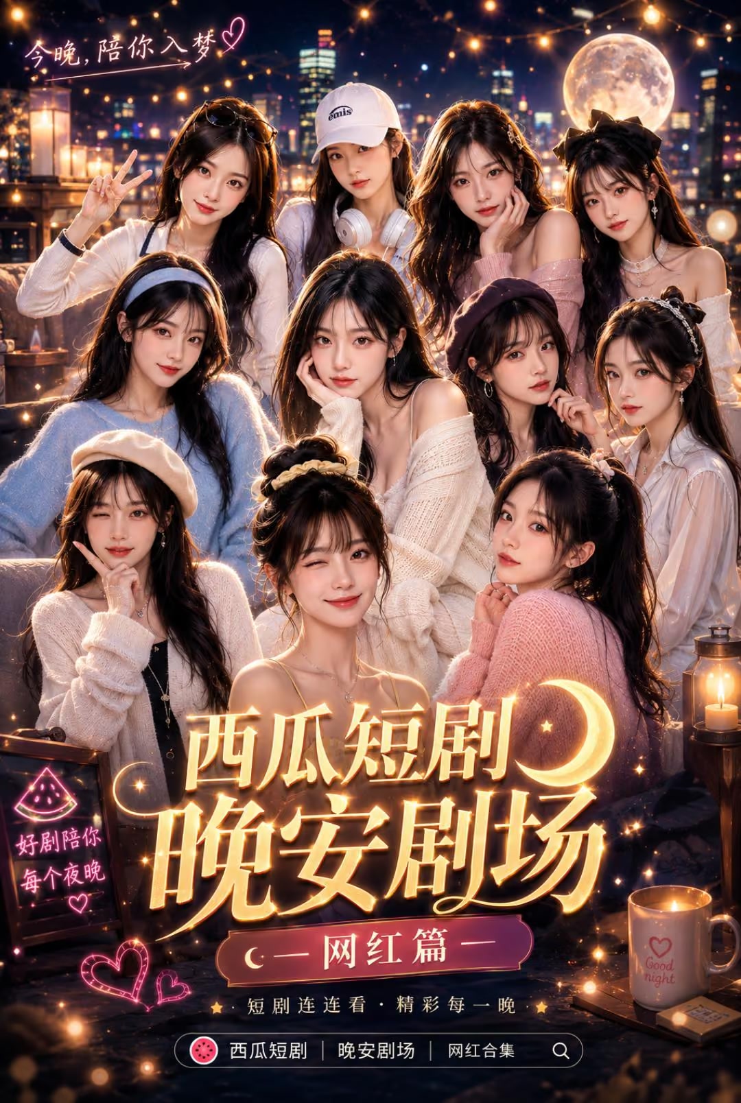 AI网红美颜感音画混剪海报