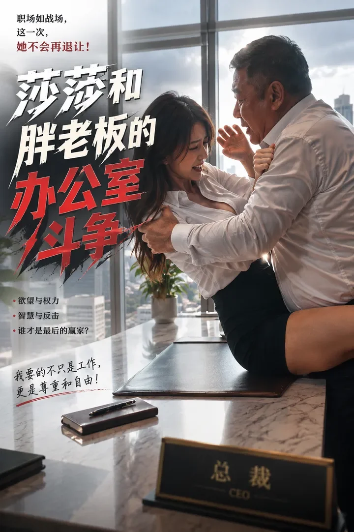 莎莎和胖老板的办公室斗争海报